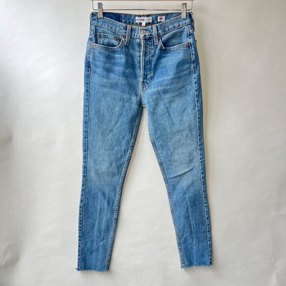 Re/done High rise ankle crop jeans, medium blue, Size 26, L69 - Picture 3 of 13